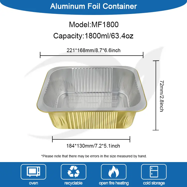 செலவழிப்பு முத்திரைகள் சதுர அலுமினியத் தகடு கொள்கலன்கள்