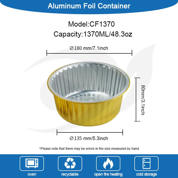 செலவழிப்பு பேக்கிங் தட்டு சாப்பாட்டு தங்க அலுமினியத் தகடு கொள்கலன்கள்