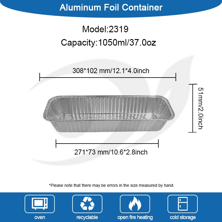 செவ்வக பேக்கிங் பார்பிக்யூ சில்வர் அலுமினிய படலம் கொள்கலன்கள்