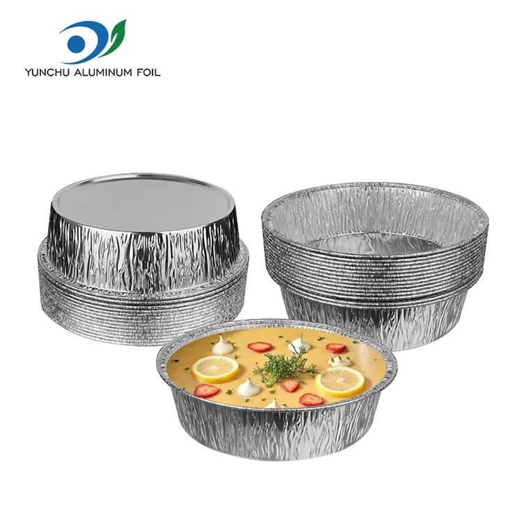 சுற்று ஏர் பிரையர் சில்வர் அலுமினியத் தகடு கொள்கலன்கள் சுற்று ஏர் பிரையர் சில்வர் அலுமினியத் தகடு கொள்கலன்கள்