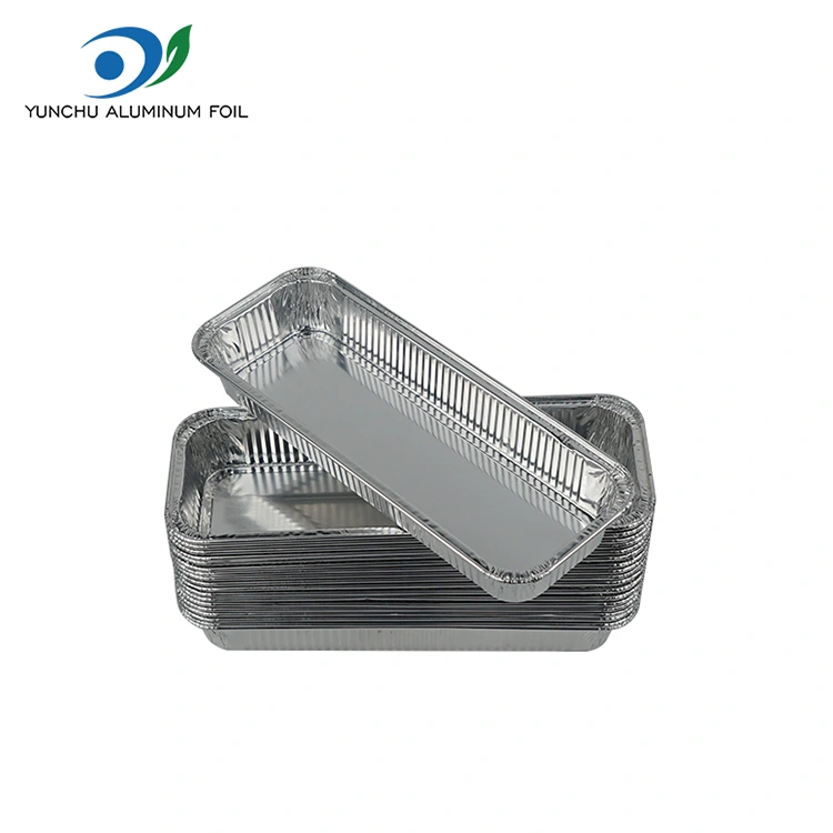 செவ்வக வேகவைத்த ரொட்டி வெள்ளி அலுமினியத் தகடு கொள்கலன்கள்