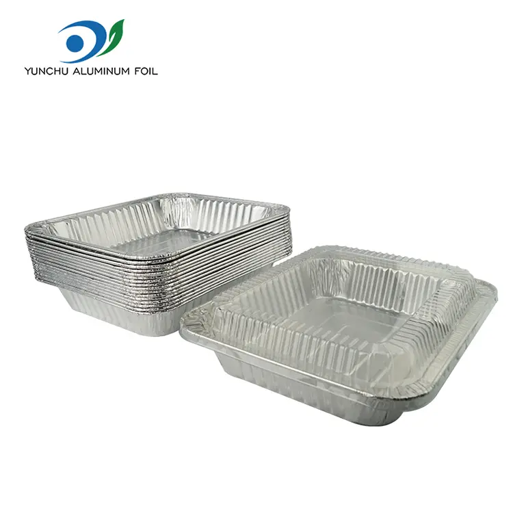 செவ்வக டேக்அவே வான்கோழி தட்டு வெள்ளி அலுமினியத் தகடு கொள்கலன்கள்