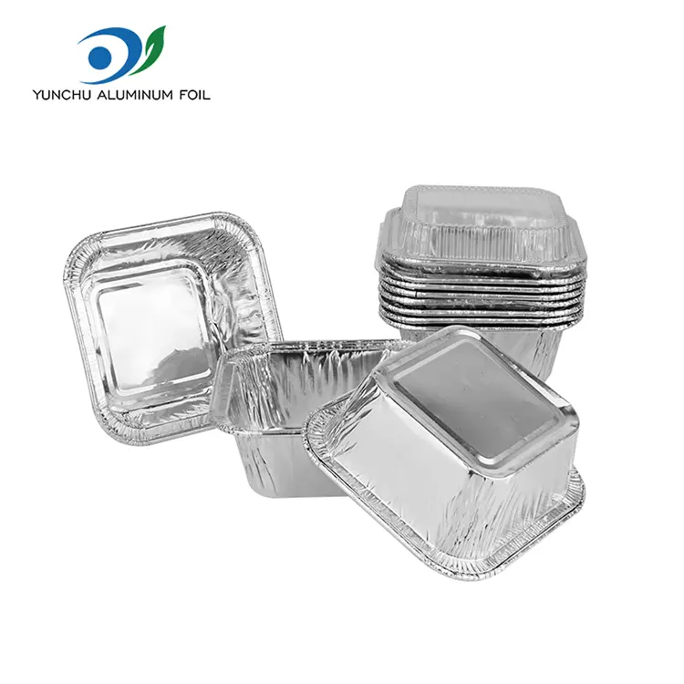 சதுர ஏர் பிரையர் பேக்கிங் சில்வர் அலுமினியத் தகடு கொள்கலன்கள்