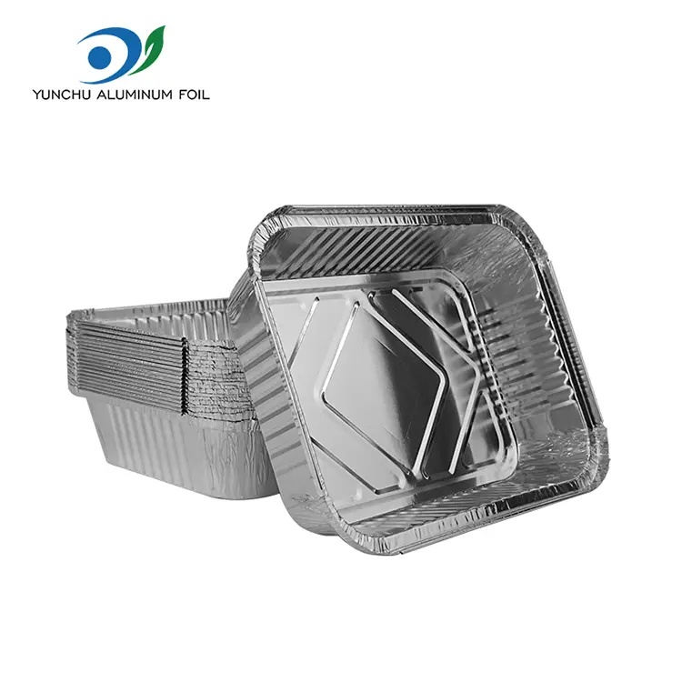 செவ்வக டேக்-அவுட் பார்பிக்யூ சில்வர் அலுமினியத் தகடு கொள்கலன்கள்