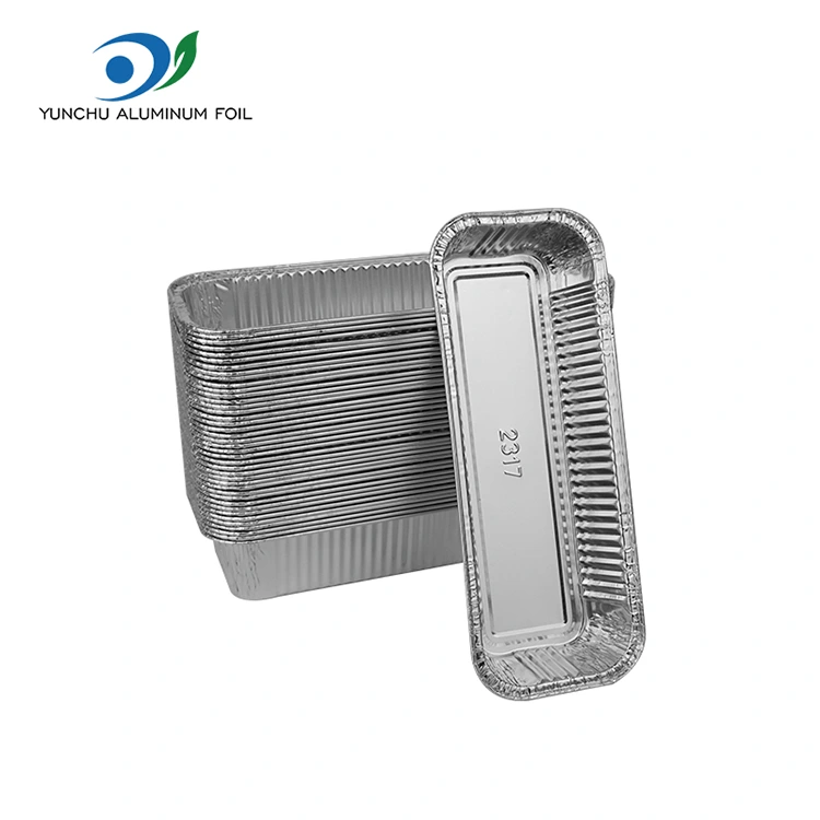 செவ்வக பேகெட்டுகள் வெள்ளி அலுமினியத் தகடு கொள்கலன்கள்