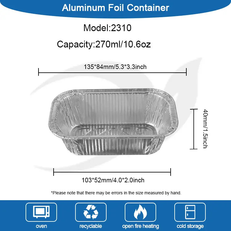 சதுர ஏர் பிரையர் கேட்டரிங் வெள்ளி அலுமினியத் தகடு கொள்கலன்கள்