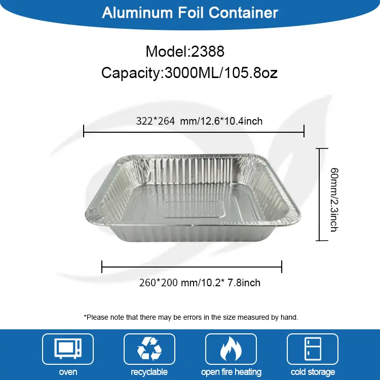 செவ்வக டேக்அவே வான்கோழி தட்டு வெள்ளி அலுமினியத் தகடு கொள்கலன்கள்