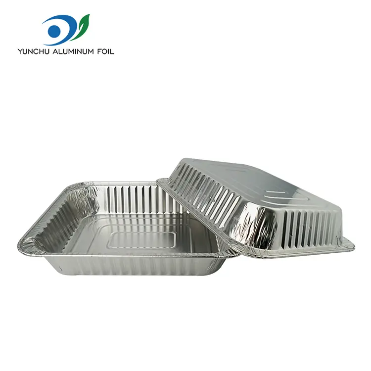 செவ்வக டேக்அவே வான்கோழி தட்டு வெள்ளி அலுமினியத் தகடு கொள்கலன்கள்