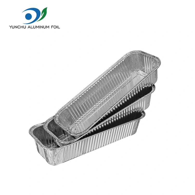 செவ்வக பேகெட்டுகள் வெள்ளி அலுமினியத் தகடு கொள்கலன்கள்