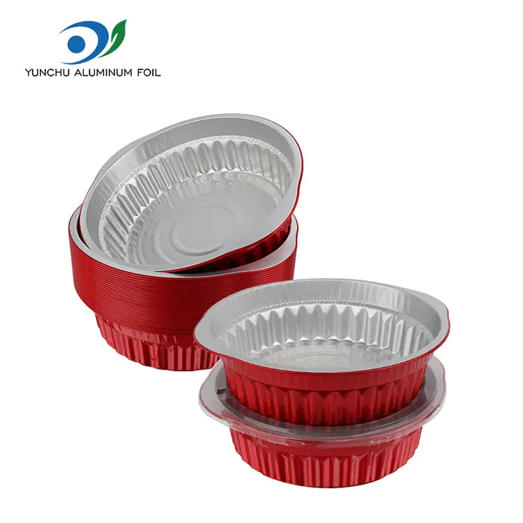 செலவழிப்பு சூடான பானை பானைகள் மற்றும் பான்ஸ் சிவப்பு அலுமினிய படலம் கொள்கலன்கள்