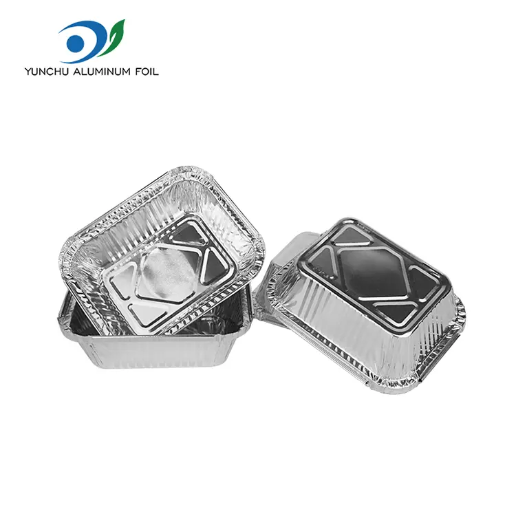 செவ்வக பார்பிக்யூ சில்வர் அலுமினியத் தகடு கொள்கலன்கள்