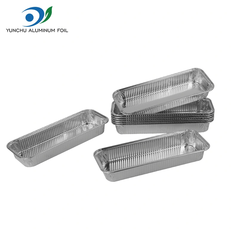 செவ்வக வேகவைத்த ரொட்டி வெள்ளி அலுமினியத் தகடு கொள்கலன்கள்