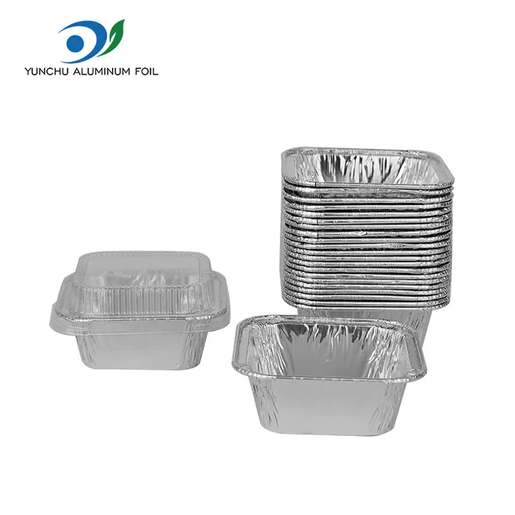 சதுர ஏர் பிரையர் பேக்கிங் சில்வர் அலுமினியத் தகடு கொள்கலன்கள்