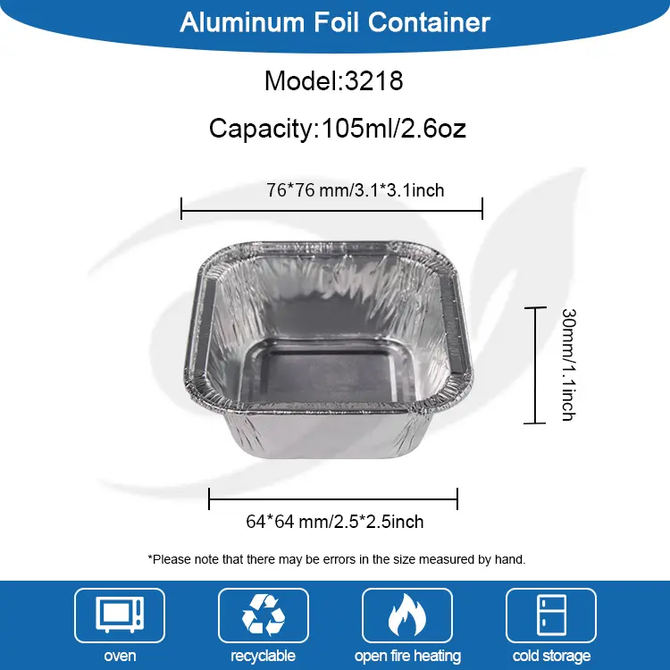 சதுர ஏர் பிரையர் பேக்கிங் சில்வர் அலுமினியத் தகடு கொள்கலன்கள்