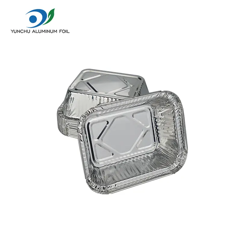 செவ்வக பார்பிக்யூ சில்வர் அலுமினியத் தகடு கொள்கலன்கள்