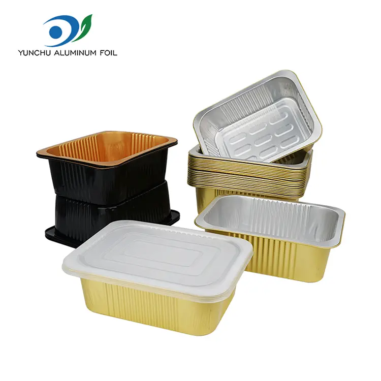 செலவழிப்பு முத்திரைகள் சதுர அலுமினியத் தகடு கொள்கலன்கள்