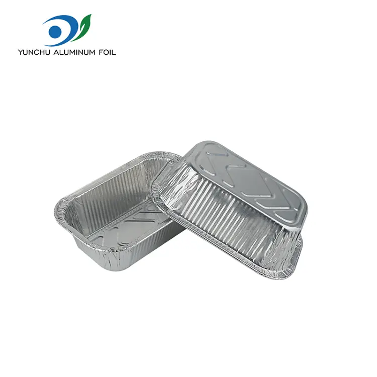 சதுர ஏர் பிரையர் கேட்டரிங் வெள்ளி அலுமினியத் தகடு கொள்கலன்கள்