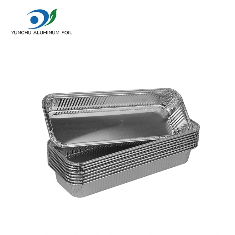 செவ்வக வேகவைத்த ரொட்டி வெள்ளி அலுமினியத் தகடு கொள்கலன்கள்