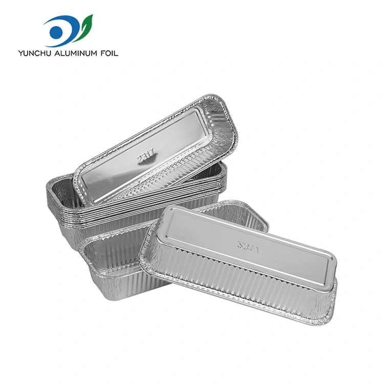 செவ்வக பேகெட்டுகள் வெள்ளி அலுமினியத் தகடு கொள்கலன்கள்