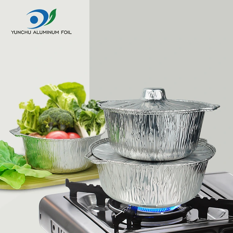 செலவழிப்பு சூடான பானை பானைகள் மற்றும் பான்ஸ் வெள்ளி அலுமினியத் தகடு கொள்கலன்கள்