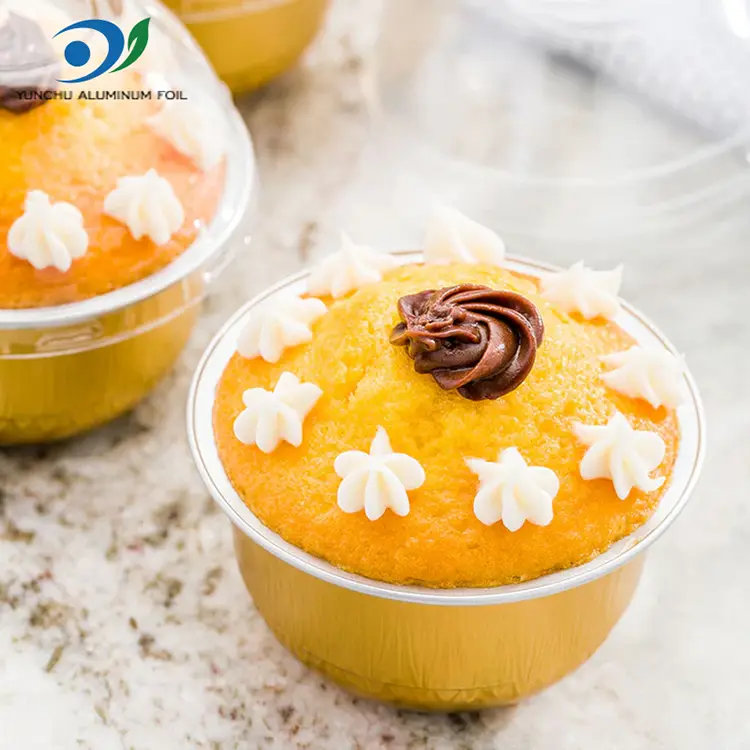 வண்ண சுற்று வறுத்த மென்மையான அலுமினியத் தகடு கொள்கலன்கள்