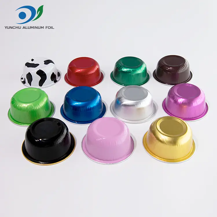 வண்ண சுற்று வறுத்த மென்மையான அலுமினியத் தகடு கொள்கலன்கள்