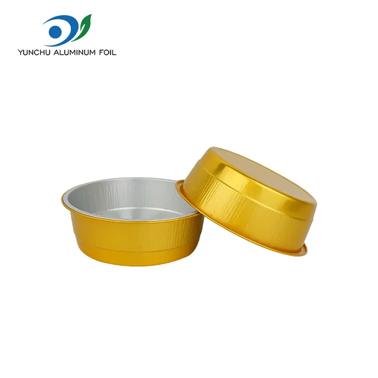 செலவழிப்பு தங்க சுற்று அலுமினியத் தகடு கொள்கலன்கள்