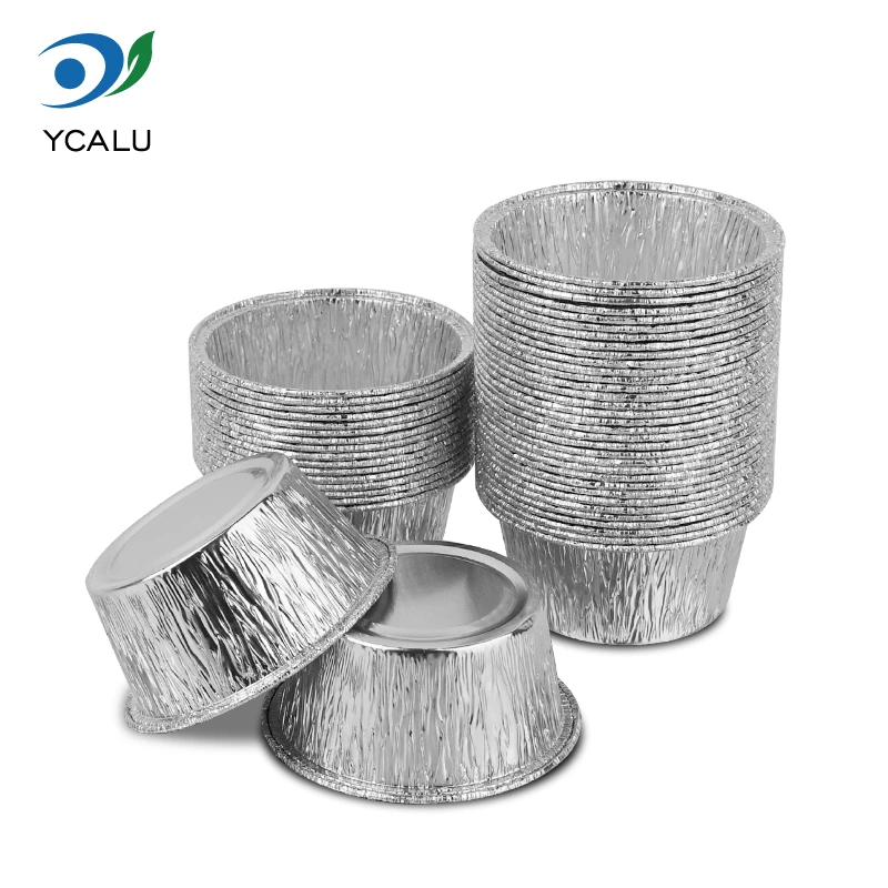 டிஸ்போசபிள் சுற்று கேக் தட்டு வெள்ளி அலுமினியப் படலம் கொள்கலன்கள்