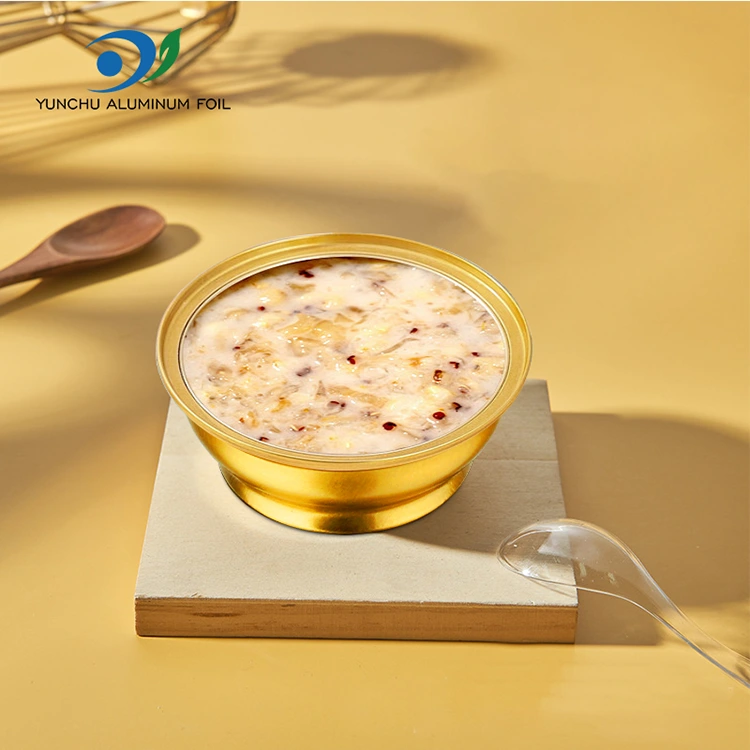 செலவழிப்பு சுற்று டேக்அவே பெட்டி சிறிய கோல்டன் பவுல் அலுமினியத் தகடு கொள்கலன்கள்