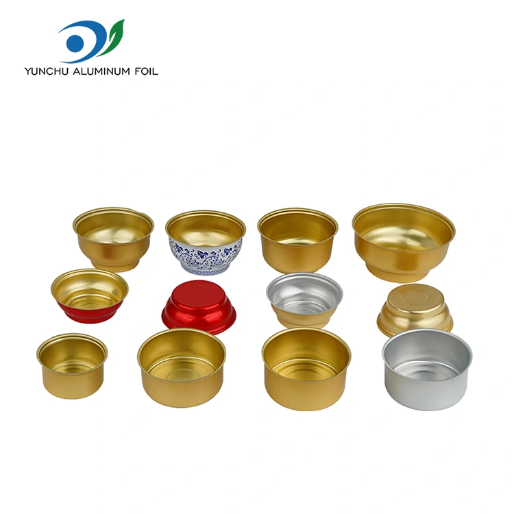 செலவழிப்பு சுற்று டேக்அவே பெட்டி சிறிய கோல்டன் பவுல் அலுமினியத் தகடு கொள்கலன்கள்