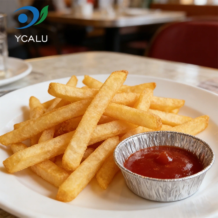 டிஸ்போசபிள் சில்வர் ரவுண்ட் டிப் ஏர் பிரையர் சில்வர் அலுமினிய ஃபாயில் உணவுக் கொள்கலன்கள்