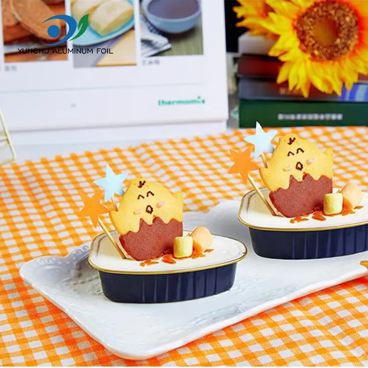 செலவழிப்பு சிறப்பு வடிவ வண்ணம் மென்மையாய் அலுமினியத் தகடு கொள்கலன்கள்