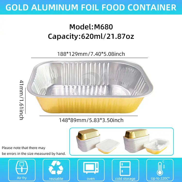 செலவழிப்பு தடிமனான உணவு தர அலுமினிய படலம் கொள்கலன்கள்