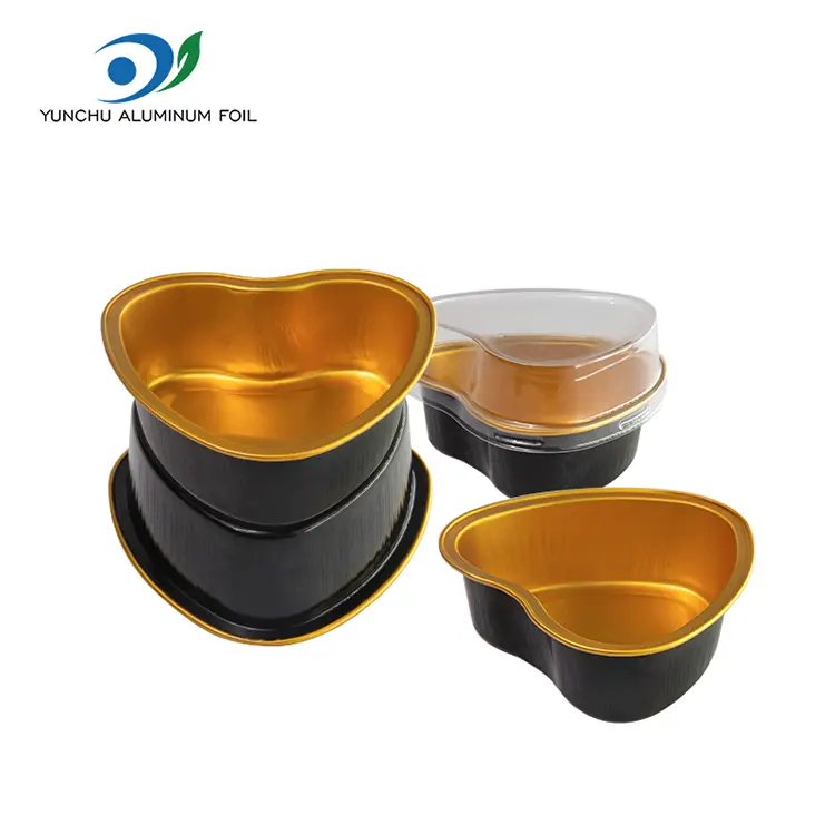 இதய வடிவிலான வறுவல் மென்மையாய் அலுமினியத் தகடு கொள்கலன்கள்