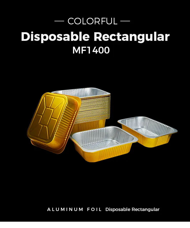 Disposable Rectangular Catering Takeaway Silver Aluminum Foil Containers