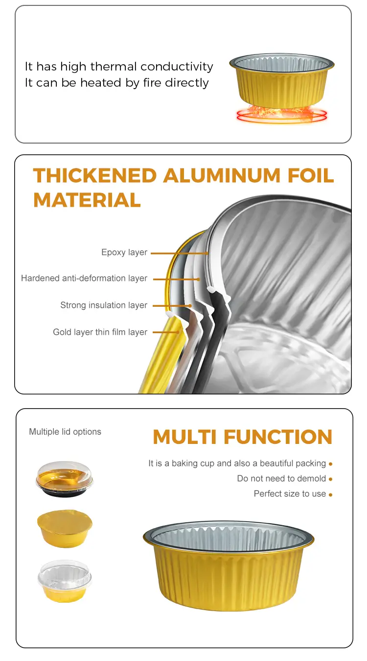 Disposable baking trays Round Aluminum Foil Containers