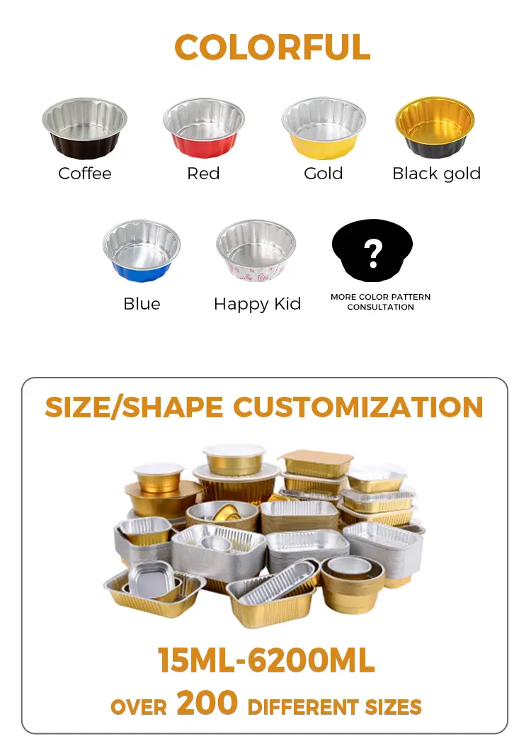Round color is resistant baking Smoothwall Aluminum Foil Containers