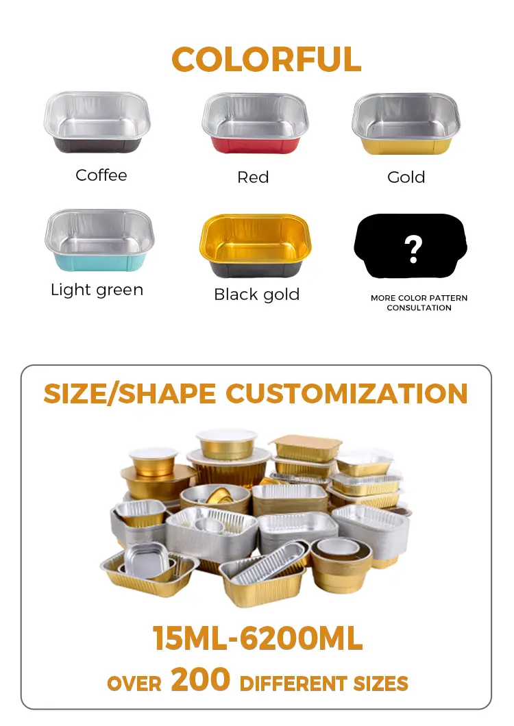 Rectangular baking color Smoothwall Aluminum Foil Containers