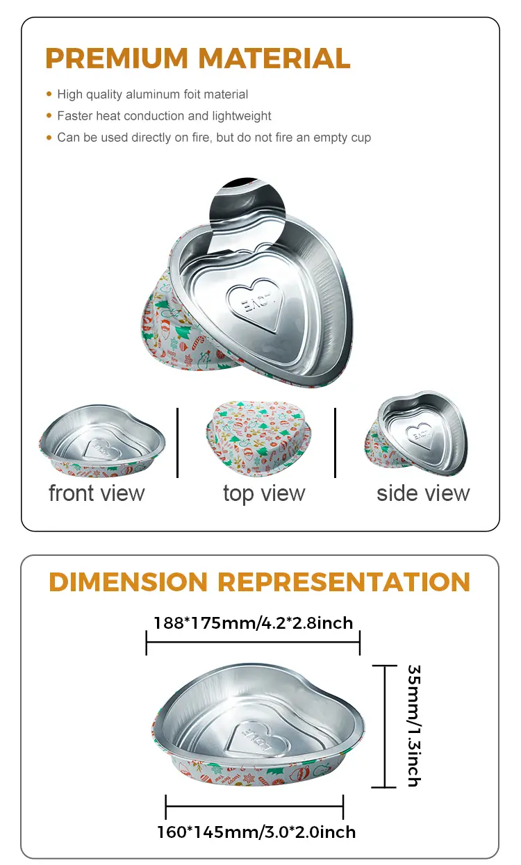 Heart-shaped pastry baking Smoothwall Aluminum Foil Containers