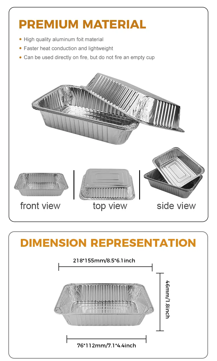 Rectangular take-out baking sheet Silver Aluminum Foil Containers