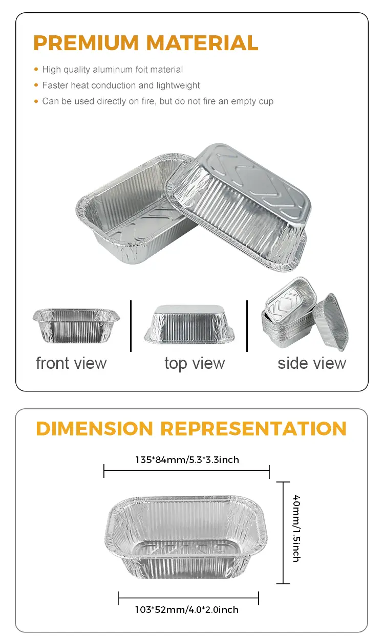 Square air fryer catering Silver Aluminum Foil Containers