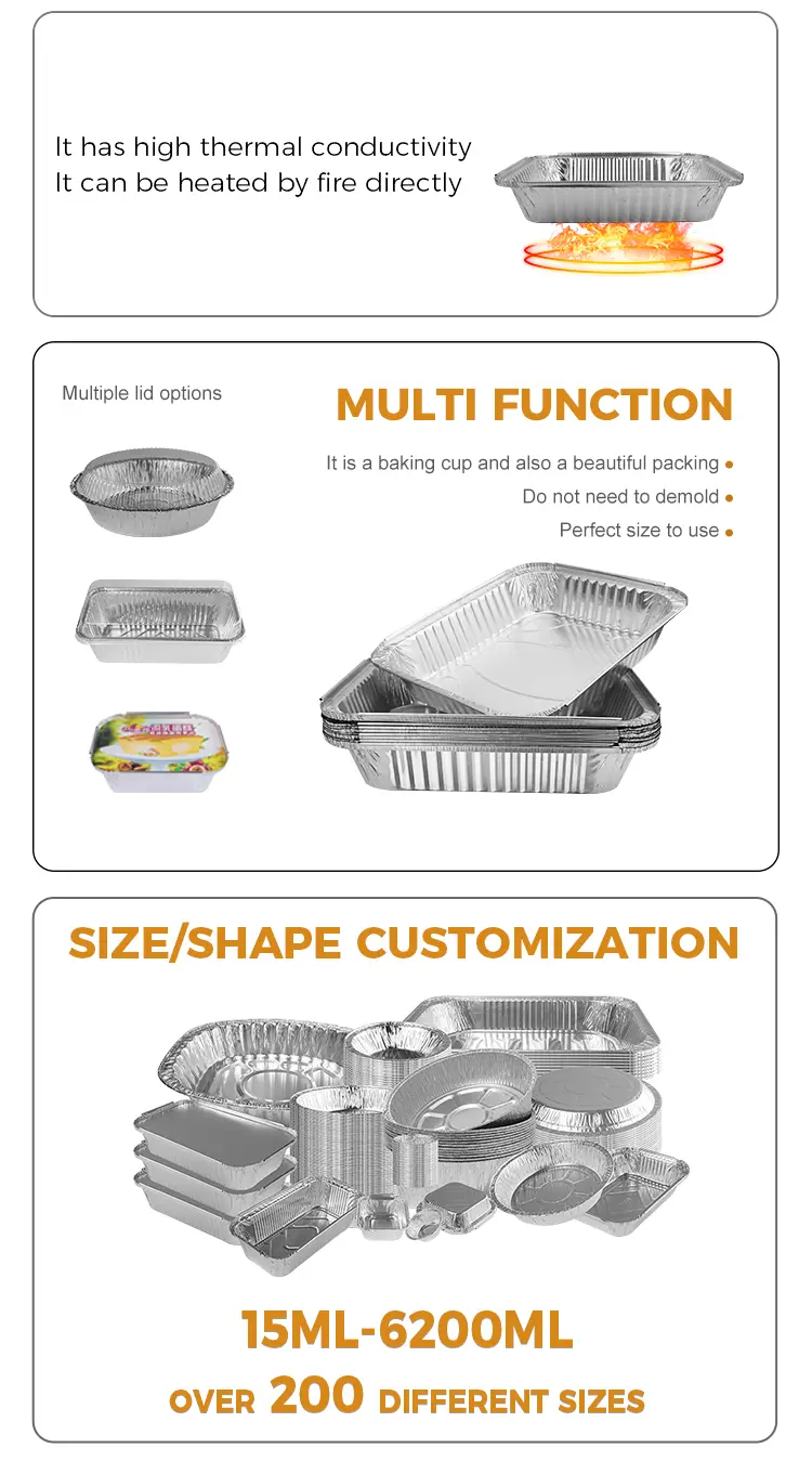 Large-capacity barbecue plates Silver Aluminum Foil Containers
