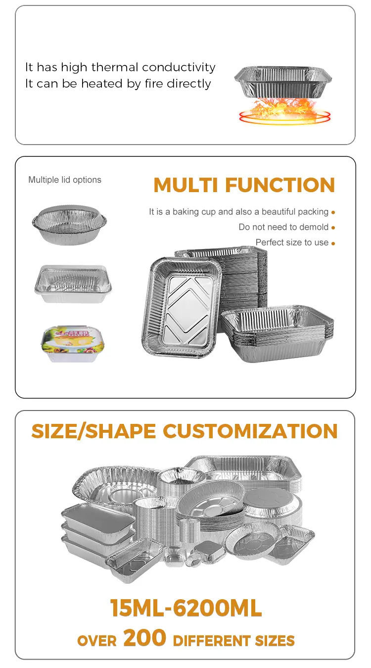 Disposable barbecue lunch box Silver Aluminum Foil Containers