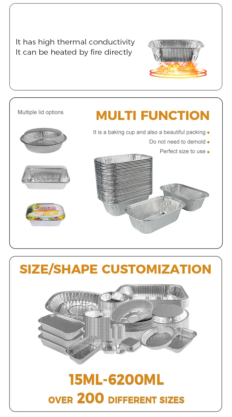 Square air fryer catering Silver Aluminum Foil Containers