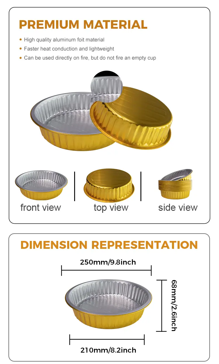Disposable barbecue trays Golden Round Aluminum Foil Containers