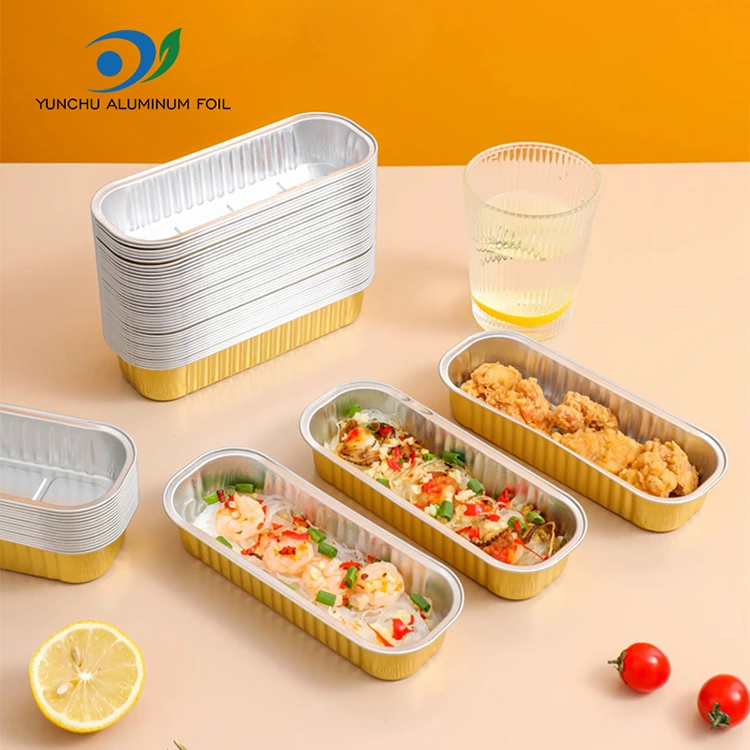 செவ்வக பேக்கிங் கேக் மென்மையாய் அலுமினியத் தகடு கொள்கலன்கள்