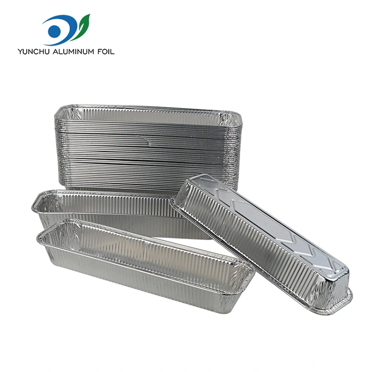 செவ்வக ரொட்டி தட்டு பேக்கிங் வெள்ளி அலுமினியத் தகடு கொள்கலன்கள் செவ்வக ரொட்டி தட்டு பேக்கிங் வெள்ளி அலுமினியத் தகடு கொள்கலன்கள்