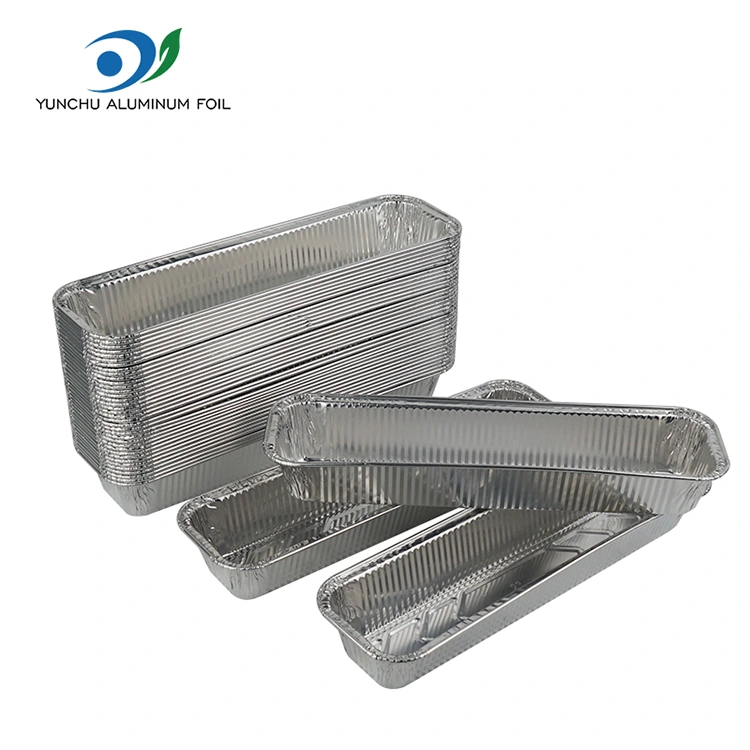 செவ்வக ரொட்டி தட்டு பேக்கிங் வெள்ளி அலுமினியத் தகடு கொள்கலன்கள்