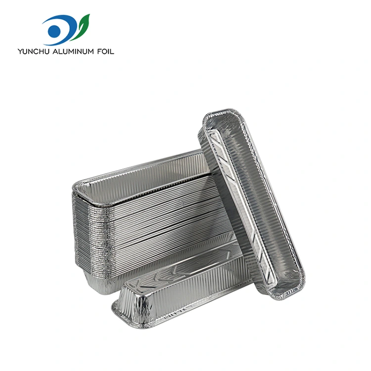 செவ்வக ரொட்டி தட்டு பேக்கிங் வெள்ளி அலுமினியத் தகடு கொள்கலன்கள்