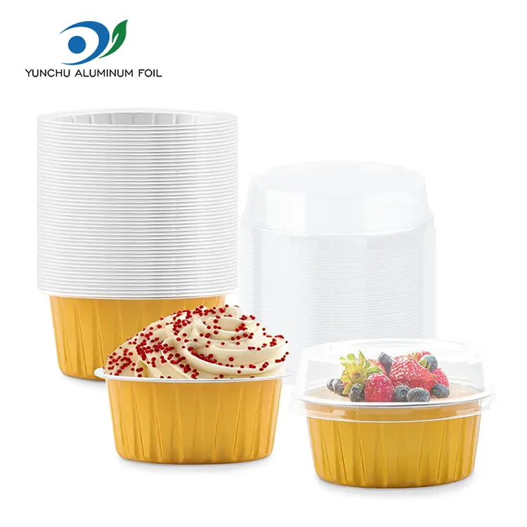 சுற்று வேகவைத்த கேக்குகள் மென்மையாய் அலுமினியத் தகடு கொள்கலன்கள்